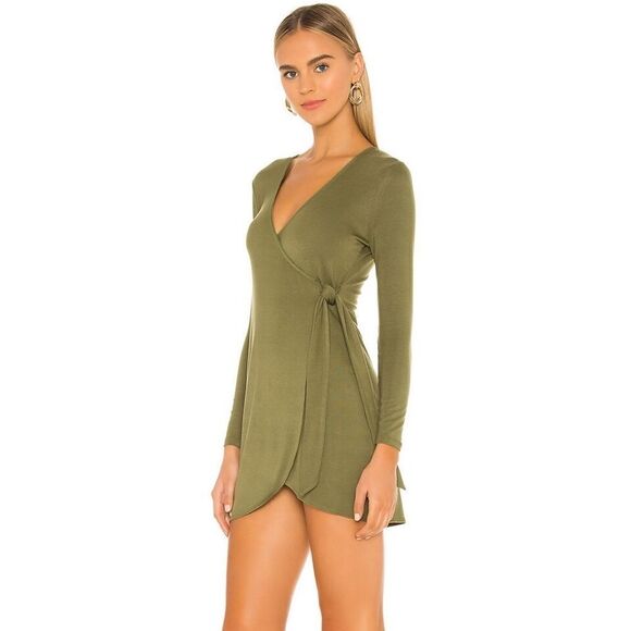 Revolve Privacy Please Piper Mini Dress in Olive Green - Picture 1 of 7